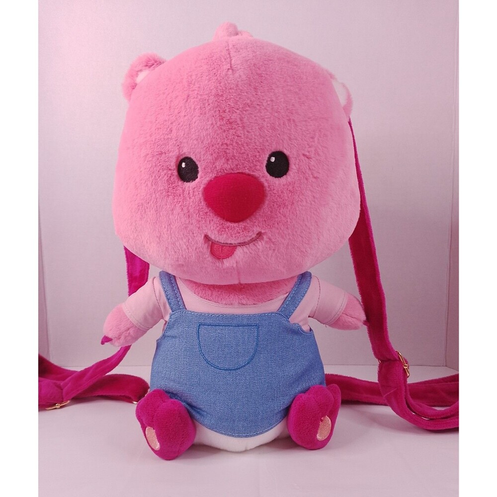 MINISO Zanmang Loopy Plush Backpack 12” Pink Beaver Pororo Kids School Bag Toy
